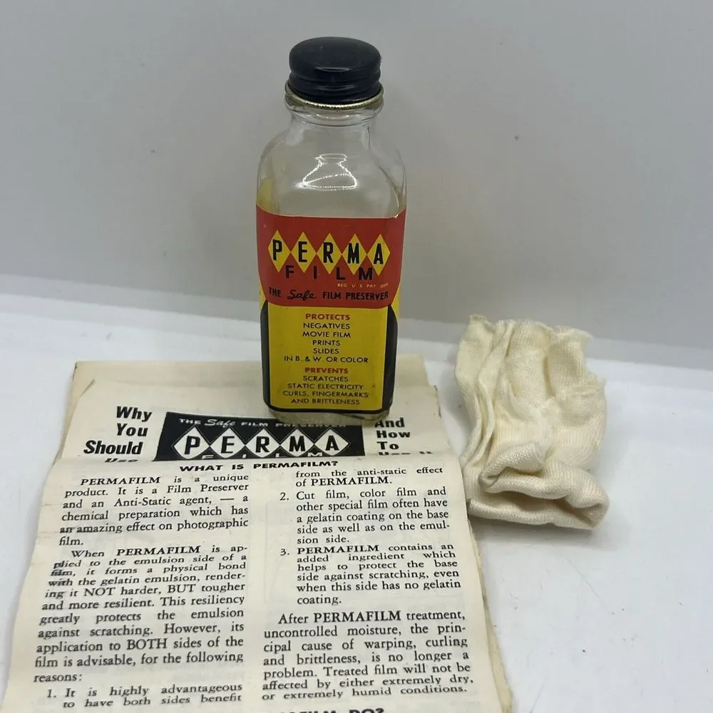 Perma Film Permafilm Preserver‎ Empty Bottle, Cloth, Box